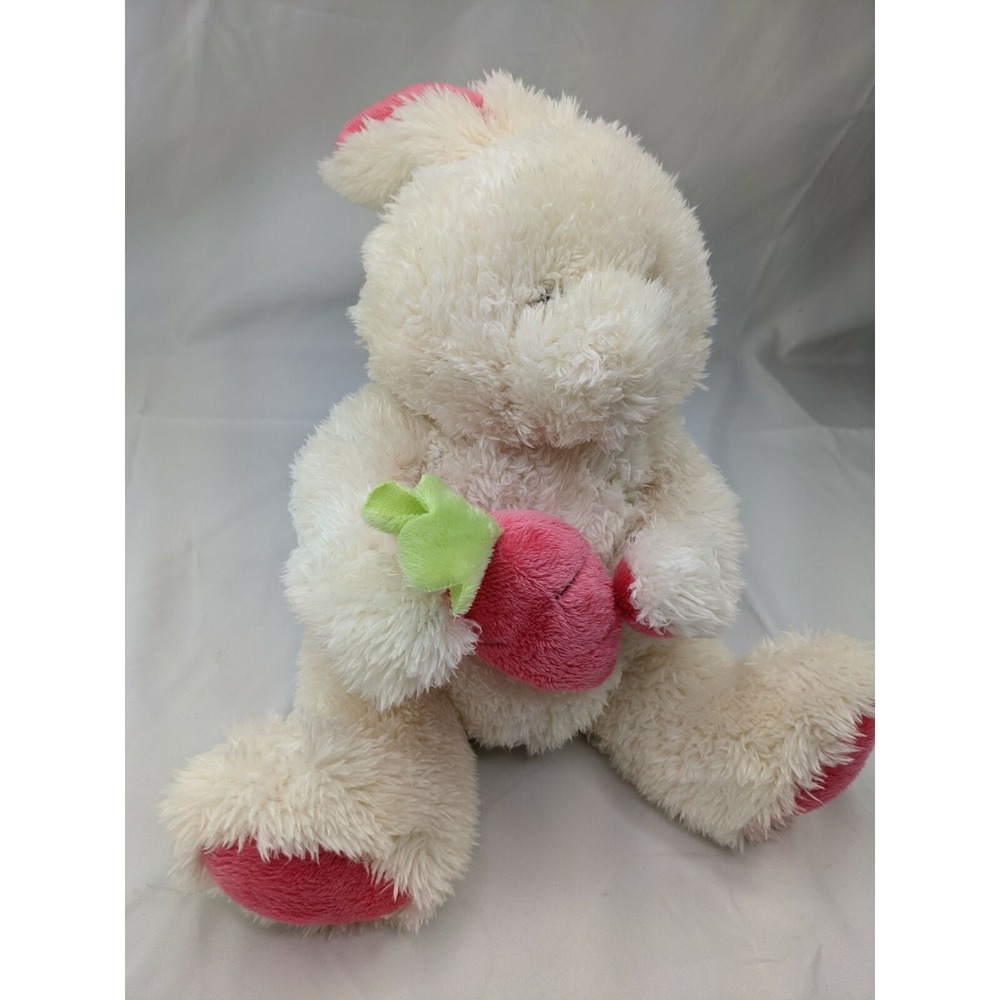 Dan Dee Cream Rabbit Plush 12 Inch Pink Ears Carrot Feet Stuffed Animal Toy